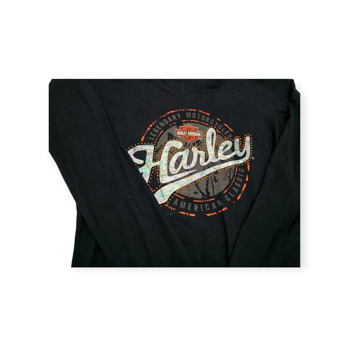 Playera Harley Davidson Grande L Manga Larga Color Negro