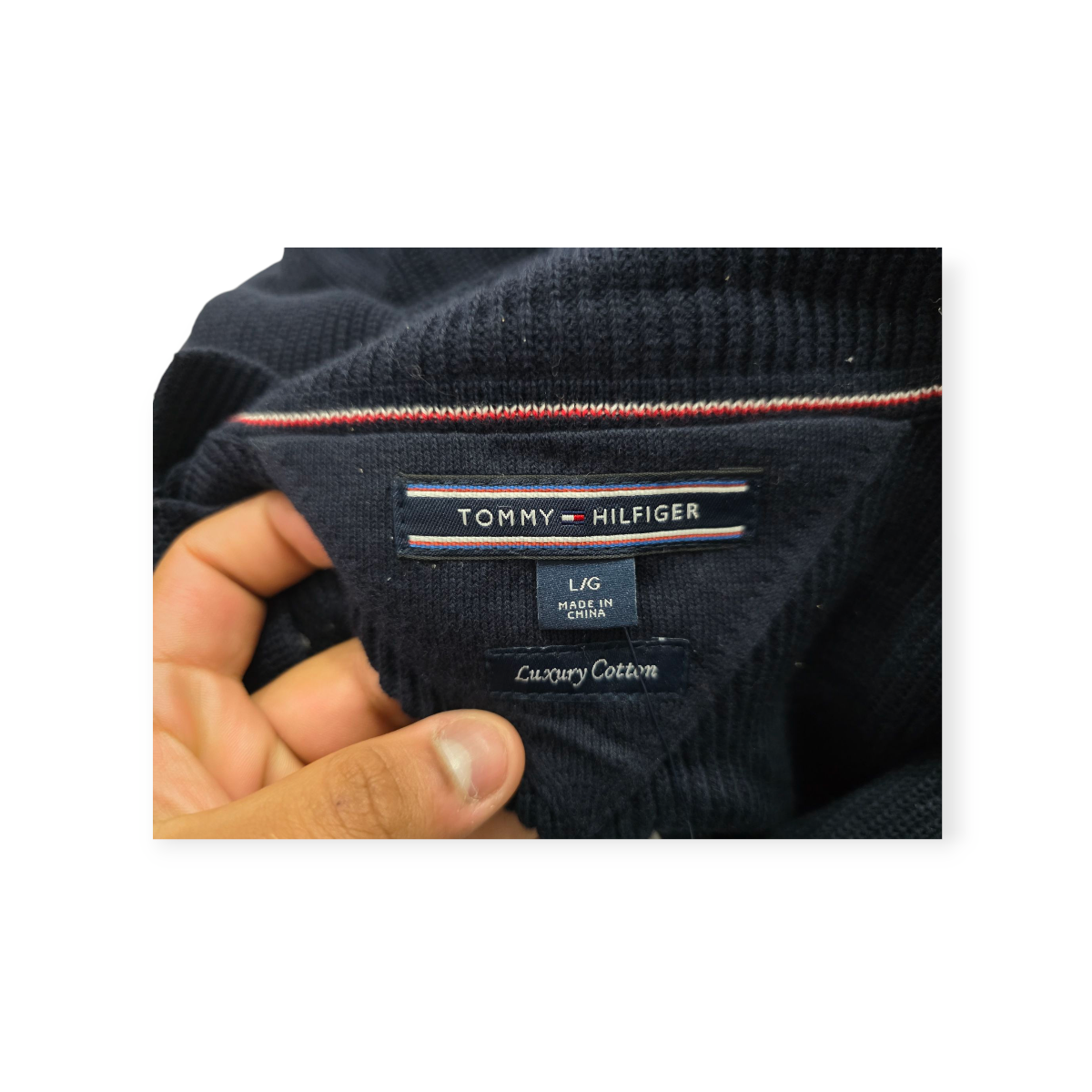 Sueter Tommy Hilfiger Luxury Grande L Cotton Azul Oscuro