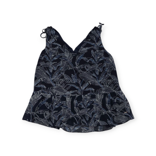 Blusa Tommy Hilfiger Mediana M S/mangas Azul Oscuro C/ Hojas