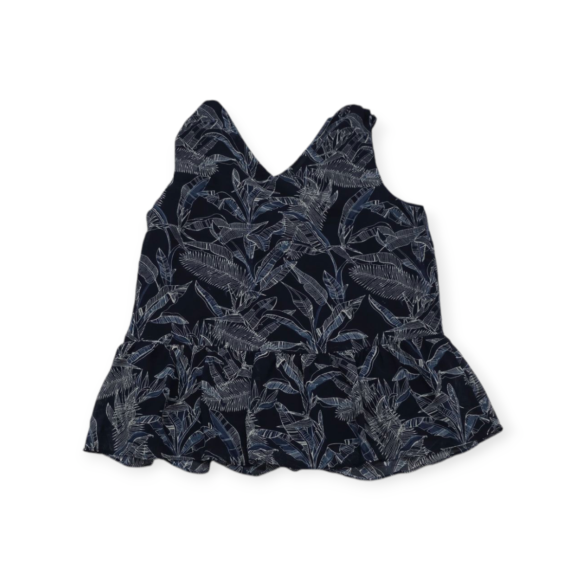Blusa Tommy Hilfiger Mediana M S/mangas Azul Oscuro C/ Hojas