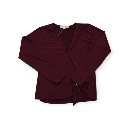 Blusa Michael Kors Mediana M Escotada Color Vino Manga Larga