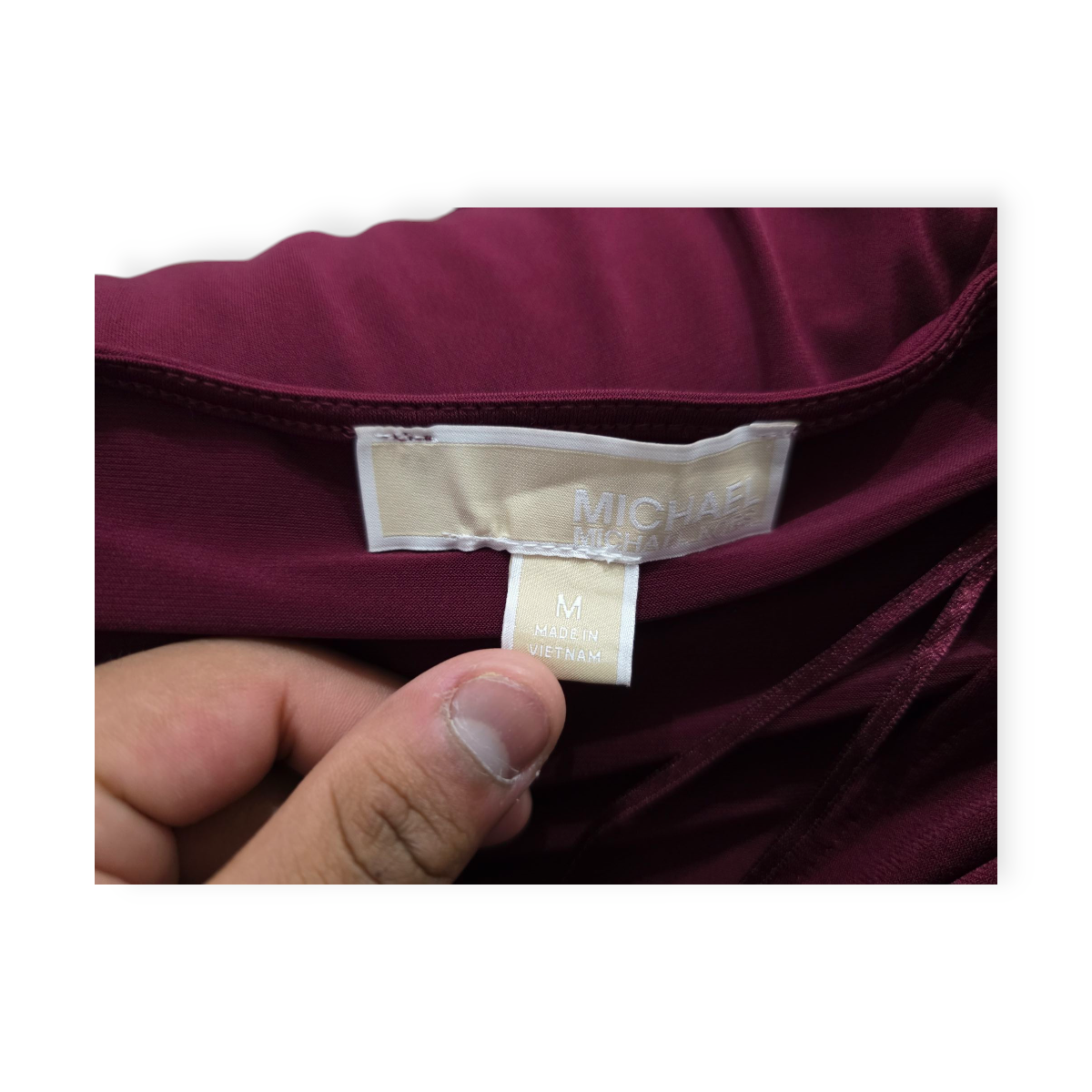 Blusa Michael Kors Mediana M Escotada Color Vino Manga Larga
