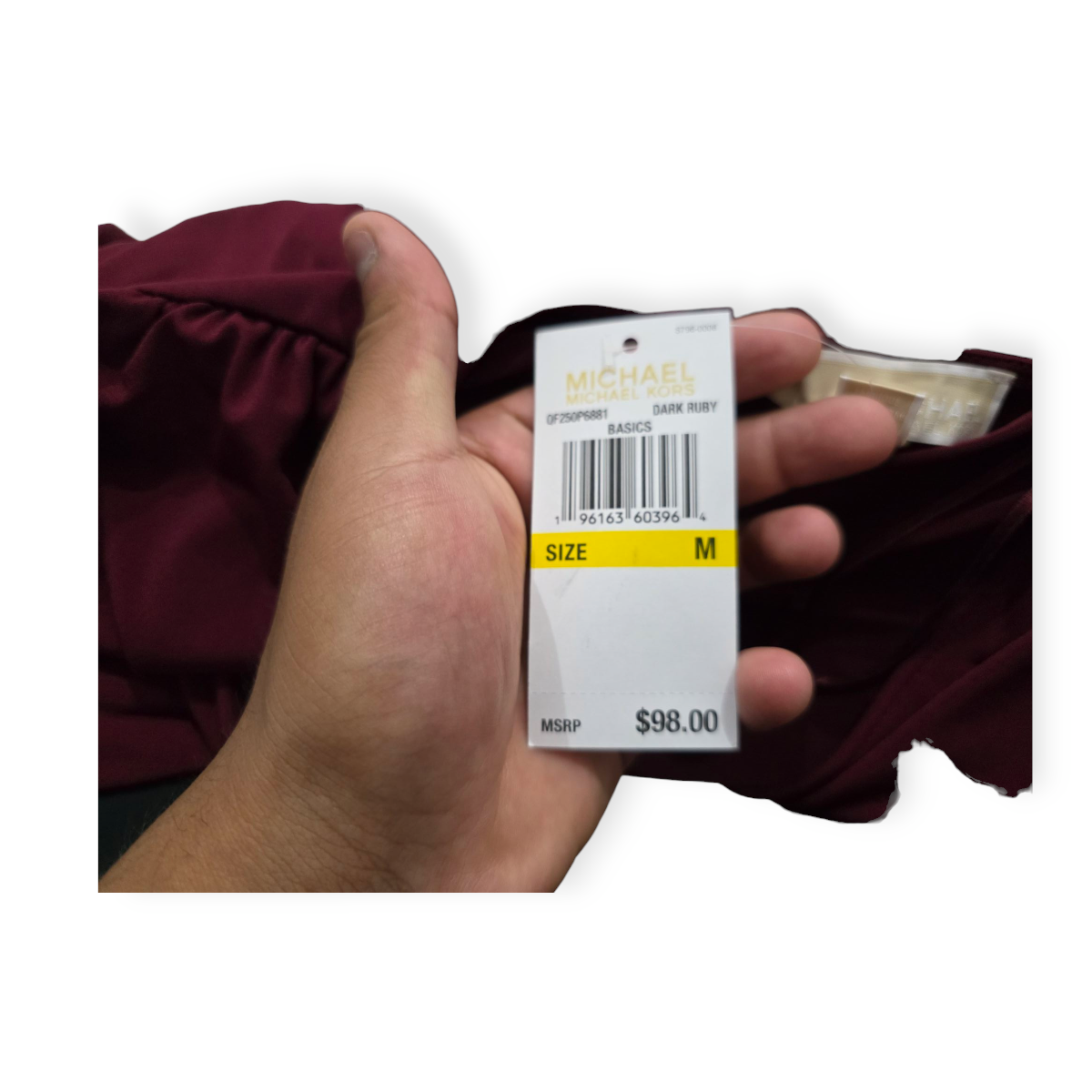 Blusa Michael Kors Mediana M Escotada Color Vino Manga Larga