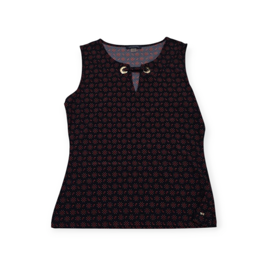 Blusa Tommy Hilfiger Mediana M Sin Mangas Roja Con Negro