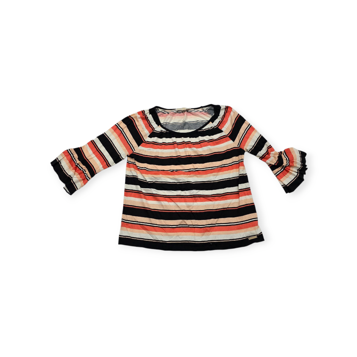 Blusa Michael Kors Mediana M Manga 3/4 Rayada Con Negro