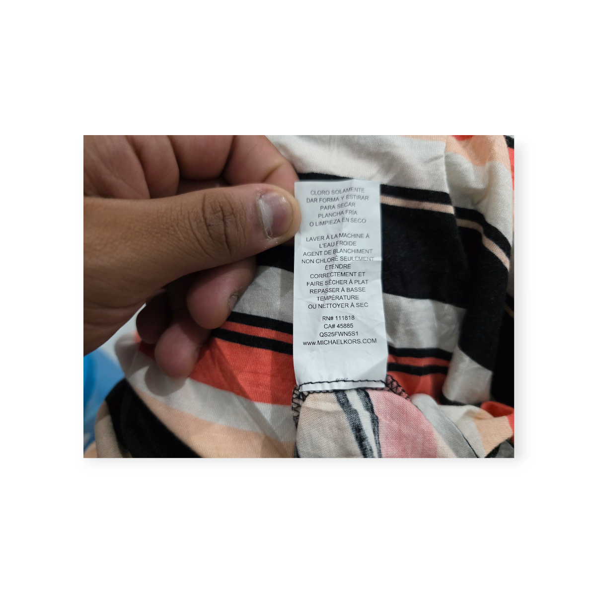 Blusa Michael Kors Mediana M Manga 3/4 Rayada Con Negro