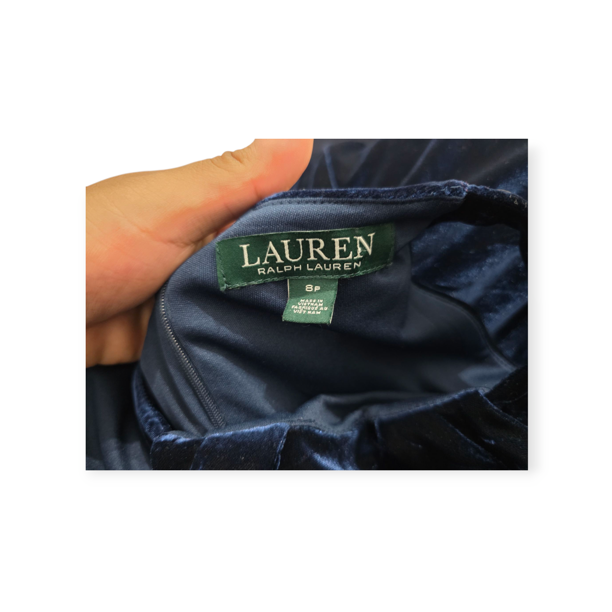 Vestido Ralph Lauren Talla 8 Petite De Terciopelo Azul