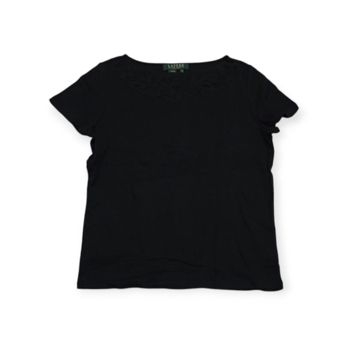 Playera Ralph Lauren Chcico S/p Negra Manga Corta Con Encaje