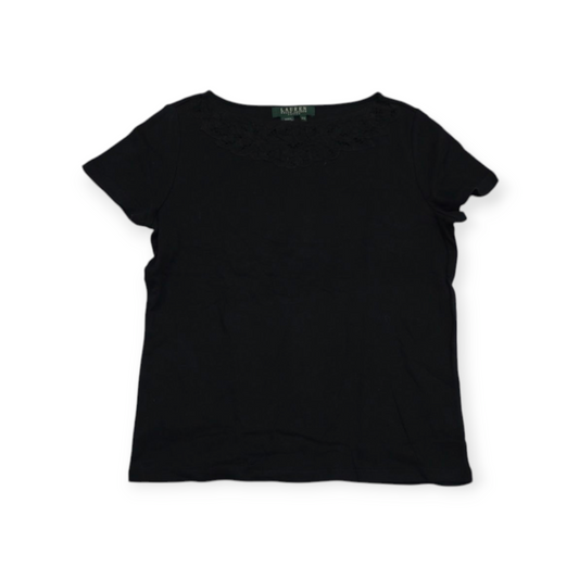Playera Ralph Lauren Chcico S/p Negra Manga Corta Con Encaje