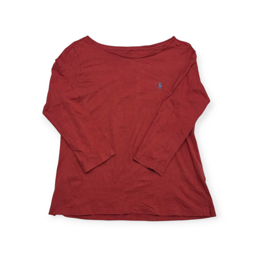 Playera Polo Ralph Lauren L Coral Oscuro Manga 3/4 Pony Azul
