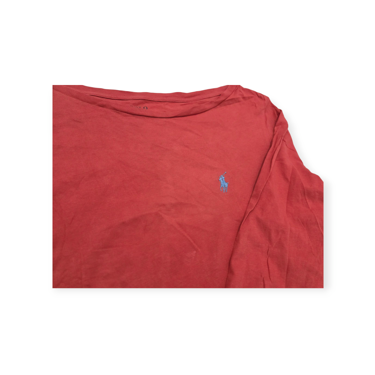 Playera Polo Ralph Lauren L Coral Oscuro Manga 3/4 Pony Azul