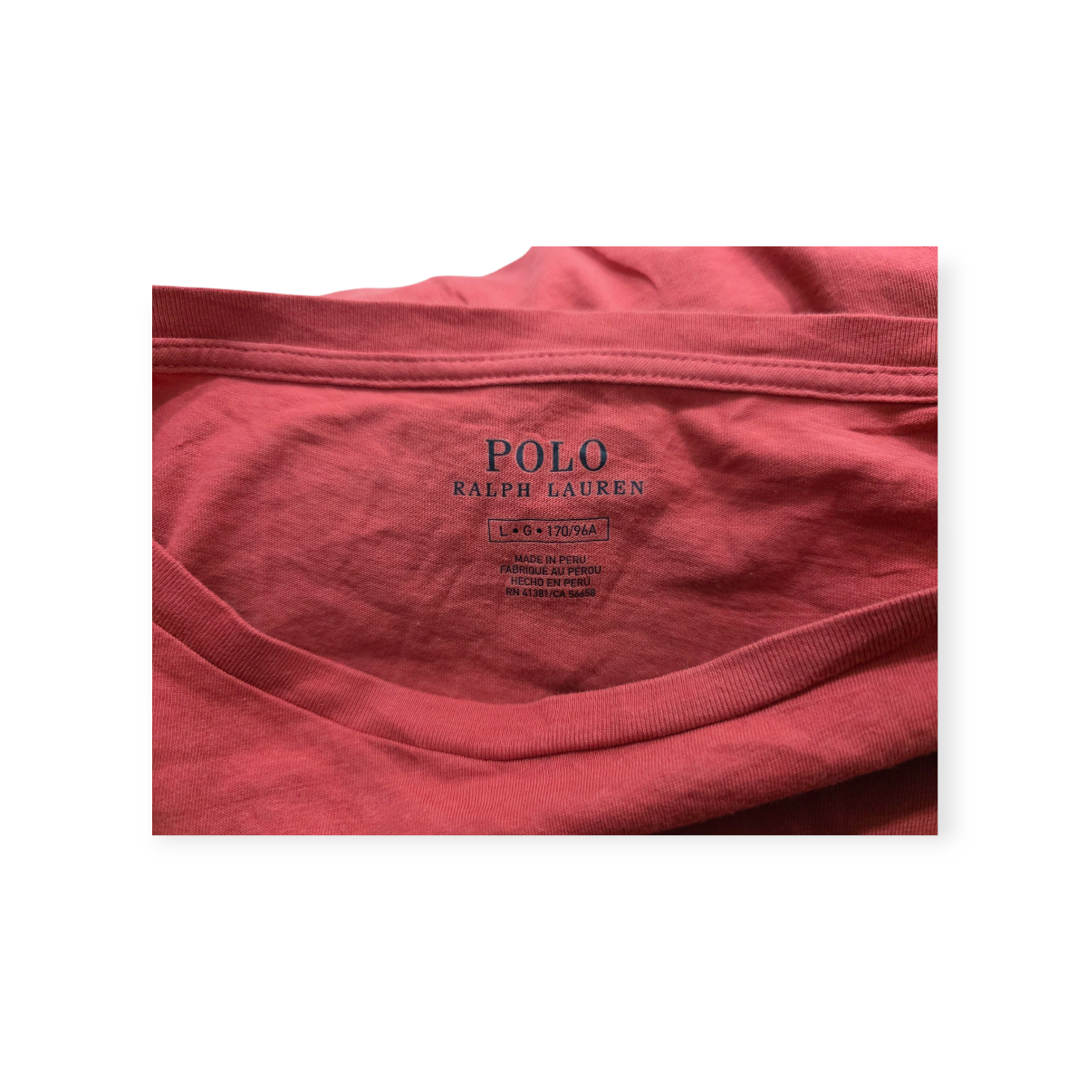 Playera Polo Ralph Lauren L Coral Oscuro Manga 3/4 Pony Azul