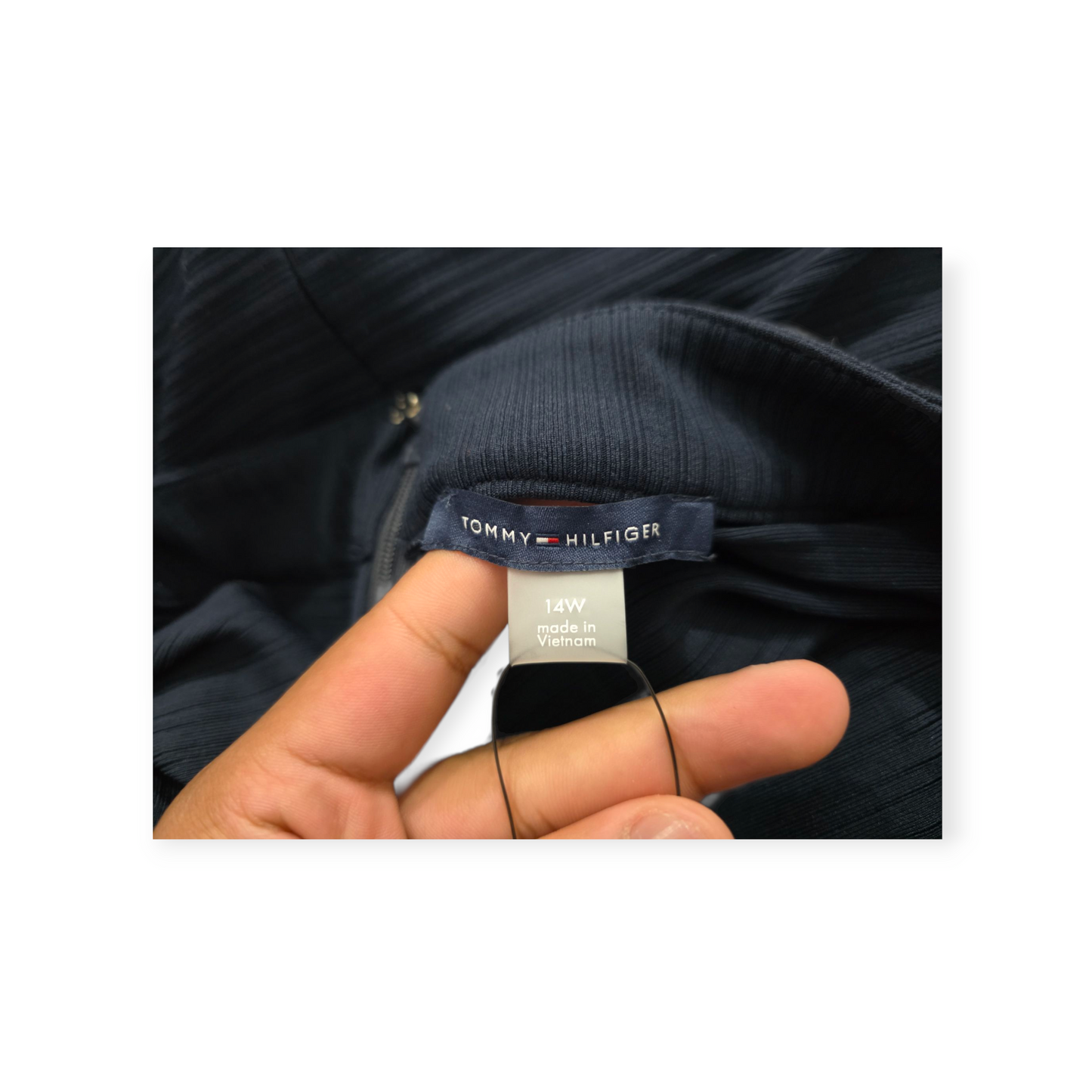 Vestido Tommy Hilfiger Talla 14 W Azul Oscuro Manga 3/4