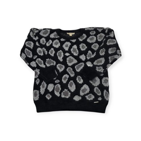 Sueter Michael Kors Grande L Animal Print Negro Con Gris