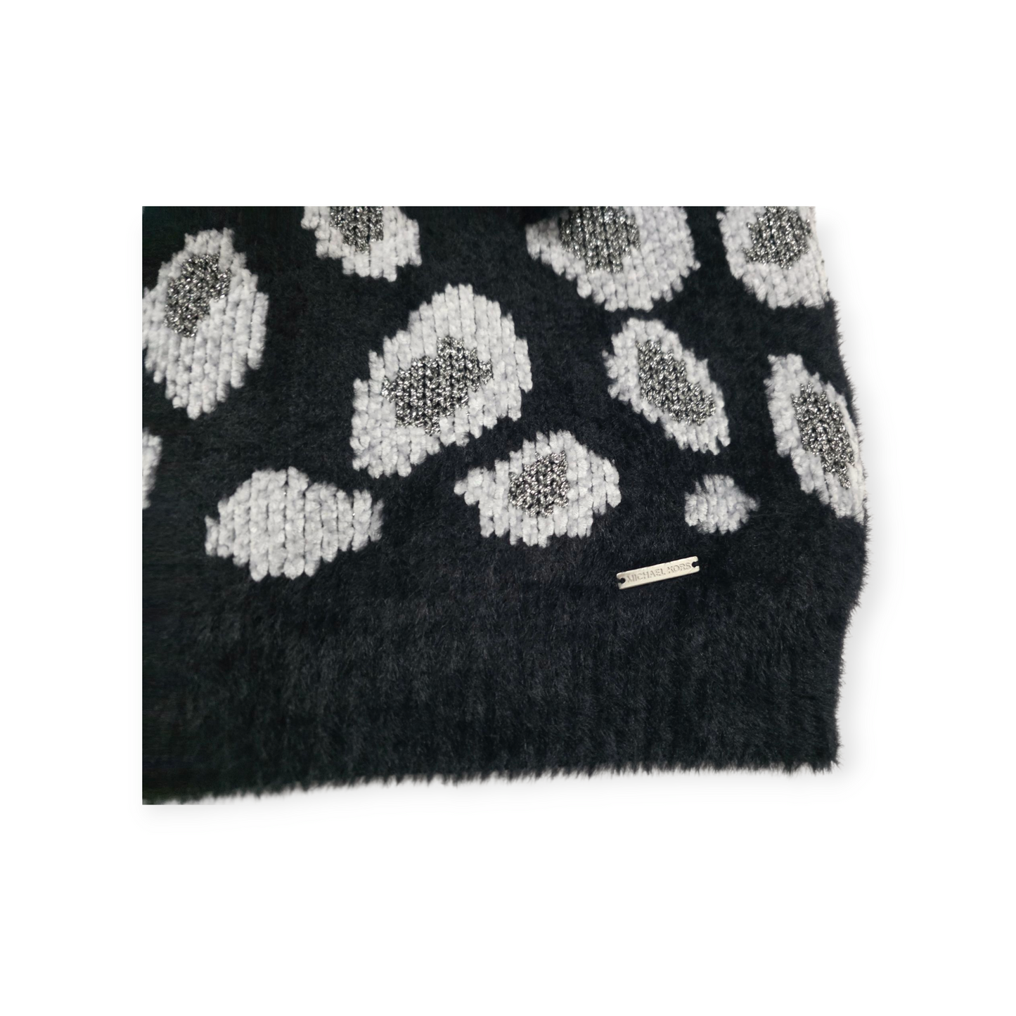 Sueter Michael Kors Grande L Animal Print Negro Con Gris