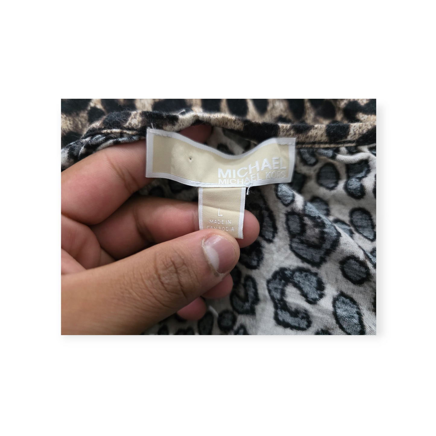 Blusa Michael Kors Grande L Animal Print Cafe