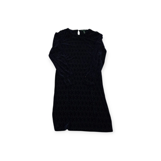 Vestido Ralph Lauren Mediana M De Terciopelo Azul Con Negro