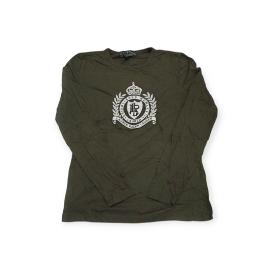 Playera Ralph Lauren Xchico Xs Verde Oscuro Manga Larga