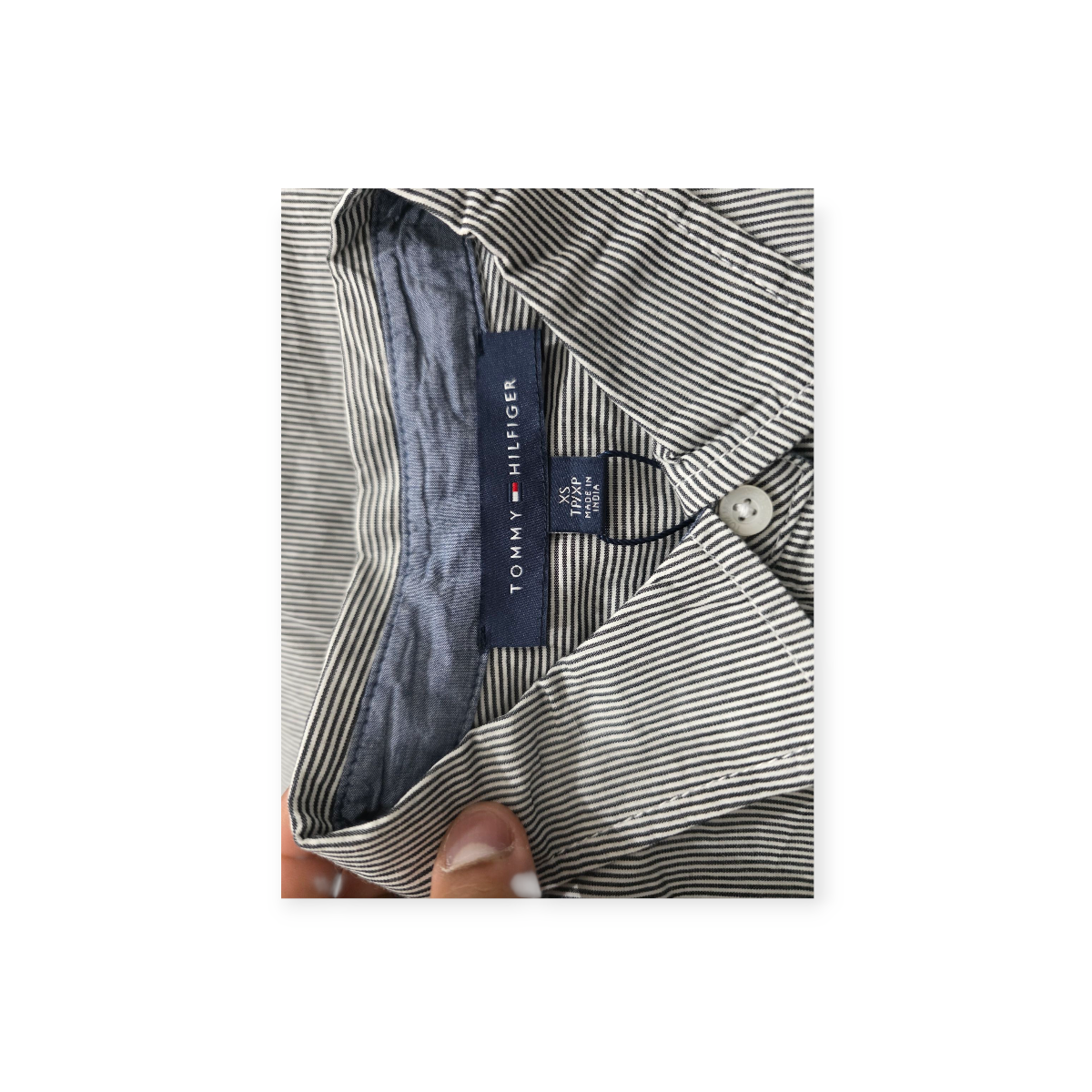Camisa Tommy Hilfiger Xchico Xs Color Gris Rayada