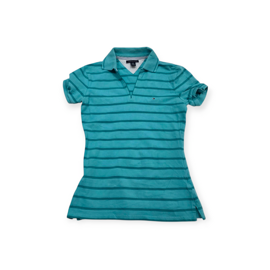 Playera Tommy Hilfiger Extra Chica Xs Azul Turquesa Rayada
