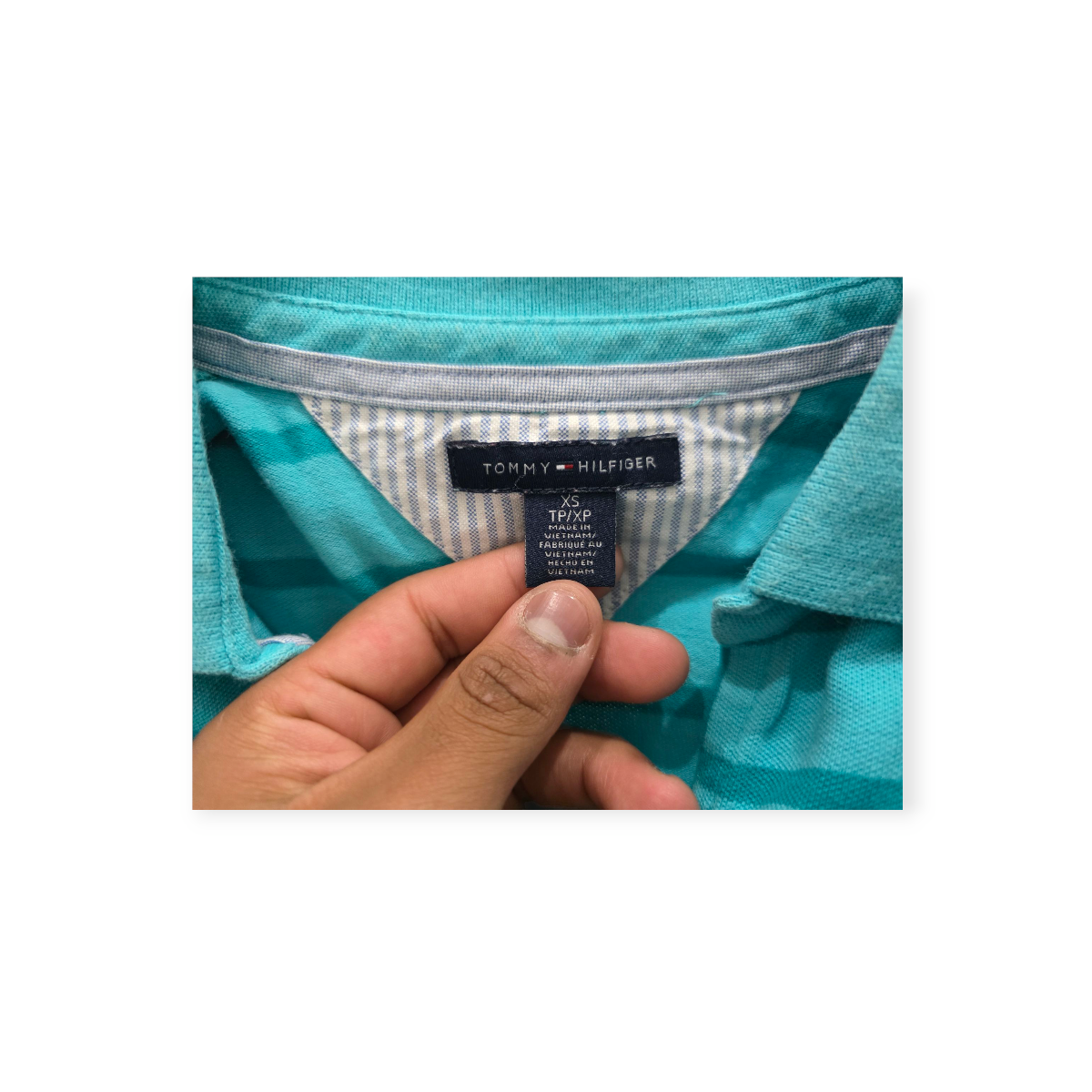 Playera Tommy Hilfiger Extra Chica Xs Azul Turquesa Rayada