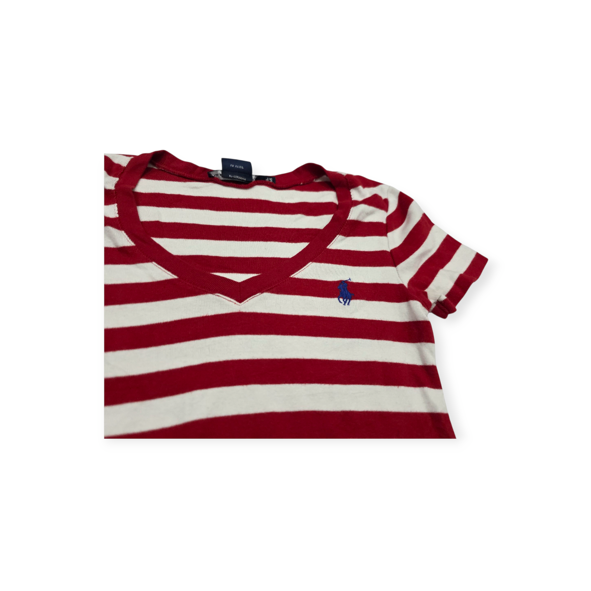 Playera Ralph Lauren Sport Chico S Rayada Roja Con Blanco