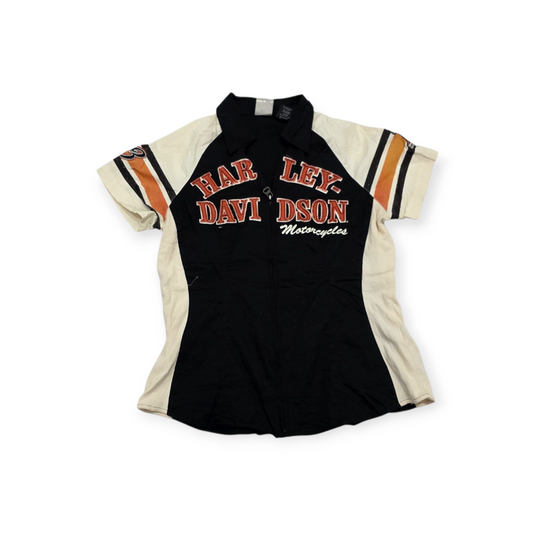 Camisa Harley Davidson Grande L Negra Con Beige
