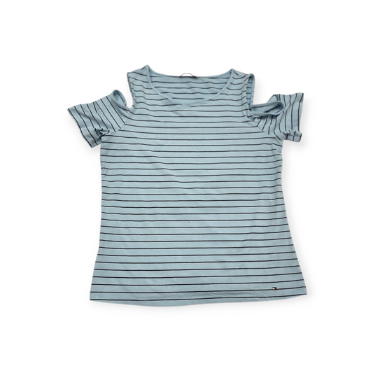 Playera Tommy Hilfiger Mediana M Azul C/lineas Manga Corta