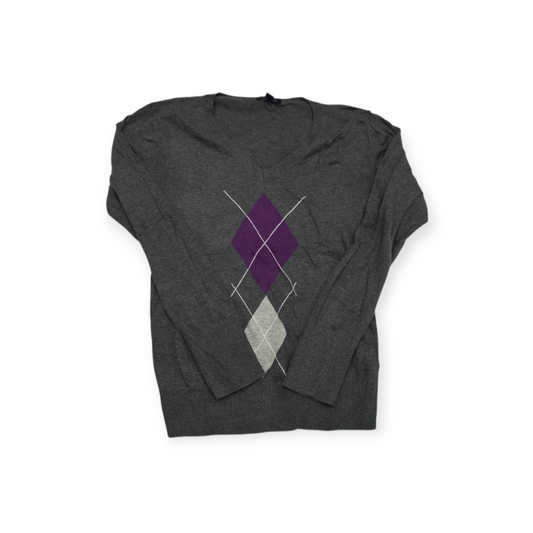 Sueter Tommy Hilfiger Mediana M Gris Con Rombos Morado