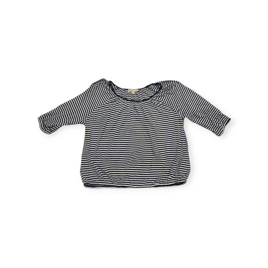 Blusa Michael Kors 2x Blanca Con Lineas Azules Manga 3/4
