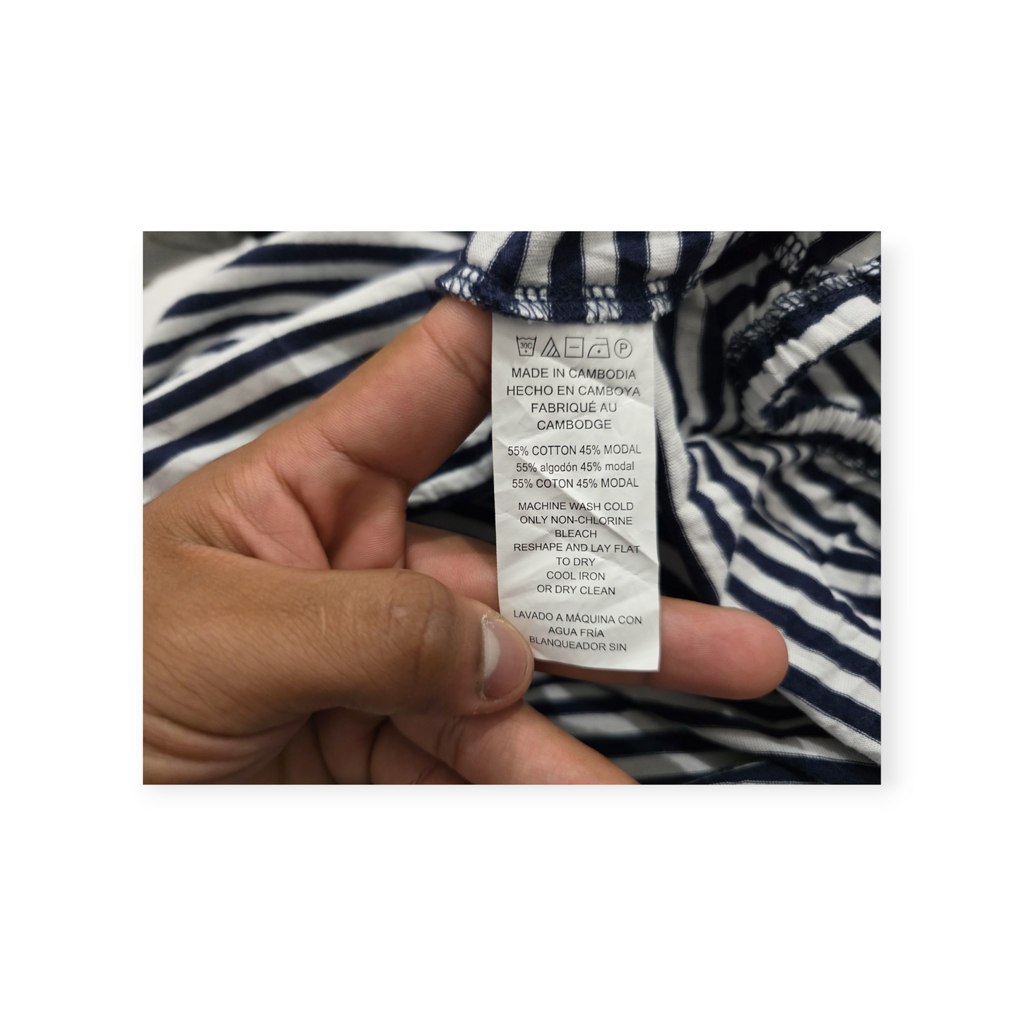 Blusa Michael Kors 2x Blanca Con Lineas Azules Manga 3/4