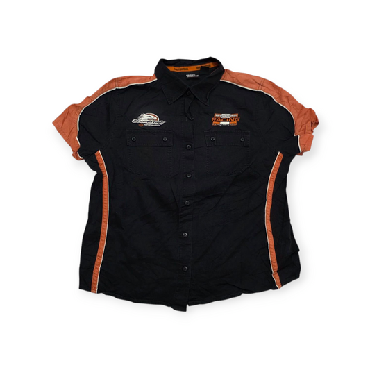 Camisa Harley Davidson Talla 1w Negra Con Naranja