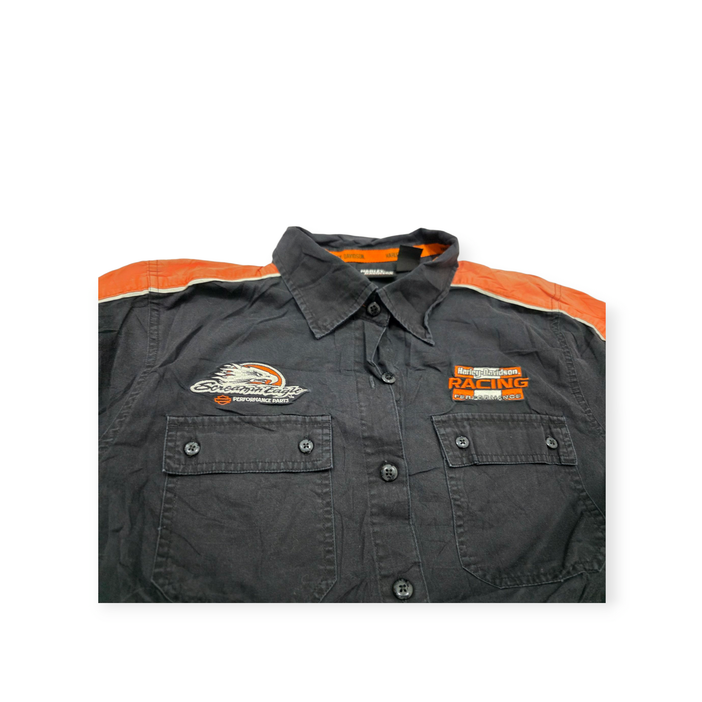 Camisa Harley Davidson Talla 1w Negra Con Naranja
