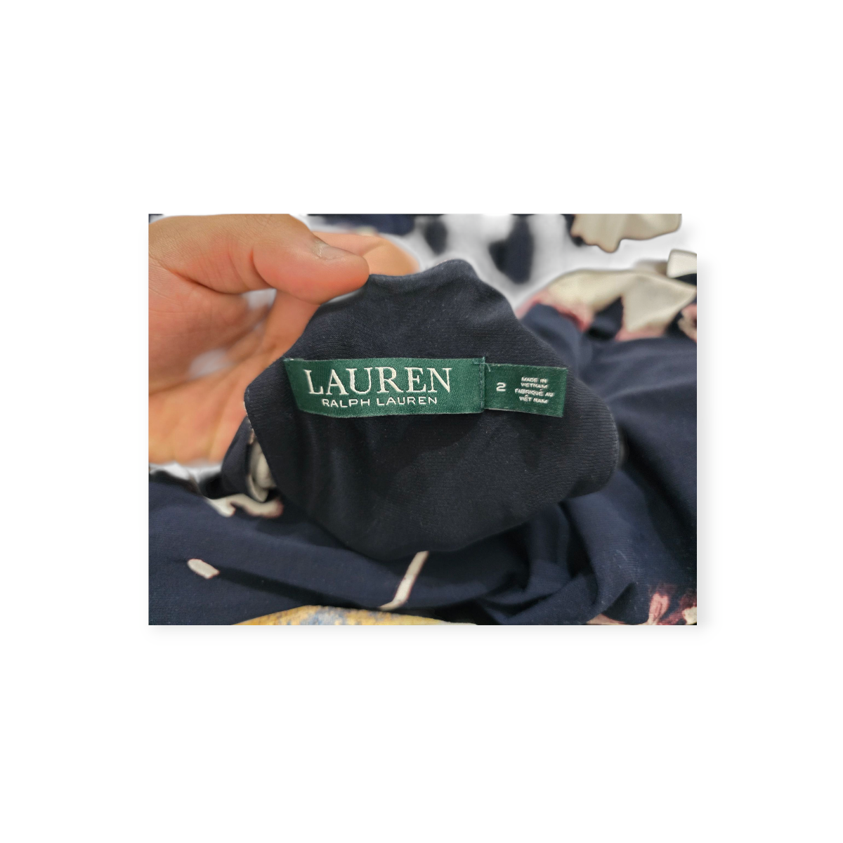 Vestido Ralph Lauren Talla 2 Azul Marino Con Flores