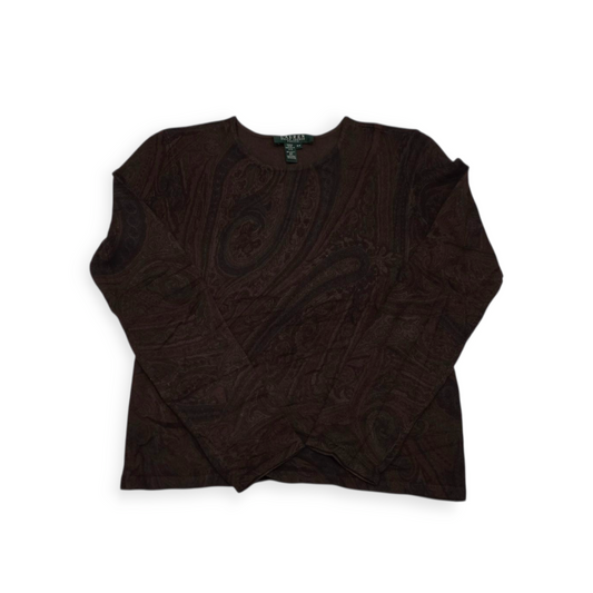 Blusa De Seda Ralph Lauren Chico S Cafe Con Figuras