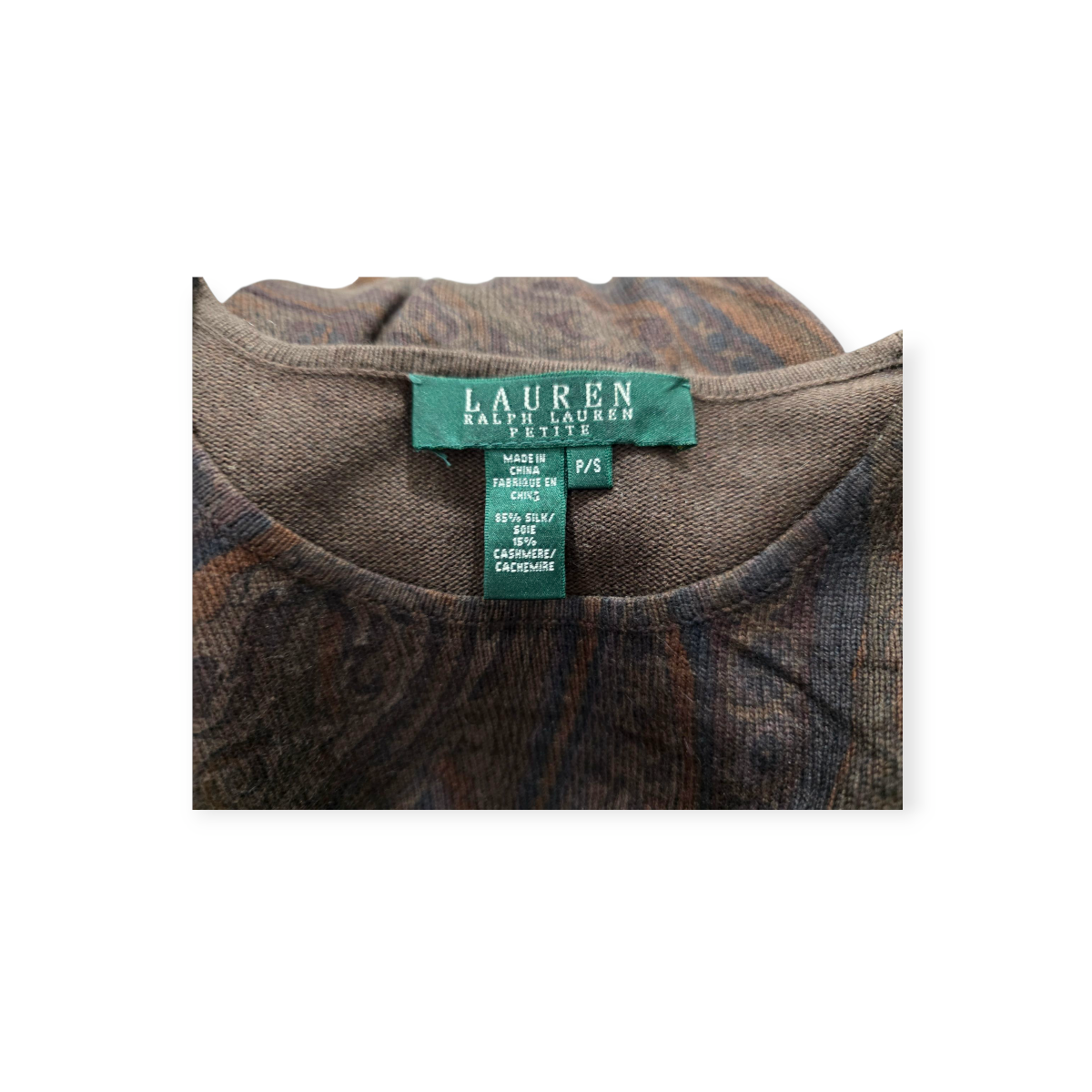 Blusa De Seda Ralph Lauren Chico S Cafe Con Figuras