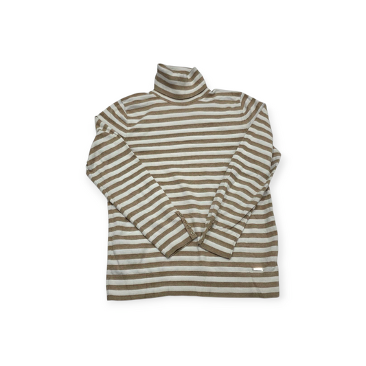 Sueter Tommy Hilfiger M Turtle Neck Blanco Con Cafe Rayado