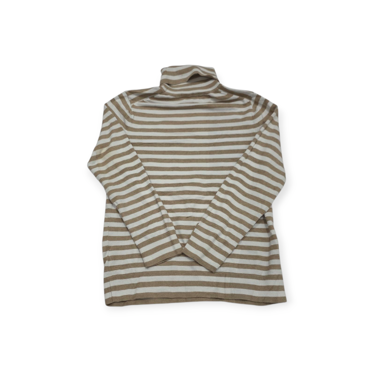 Sueter Tommy Hilfiger M Turtle Neck Blanco Con Cafe Rayado