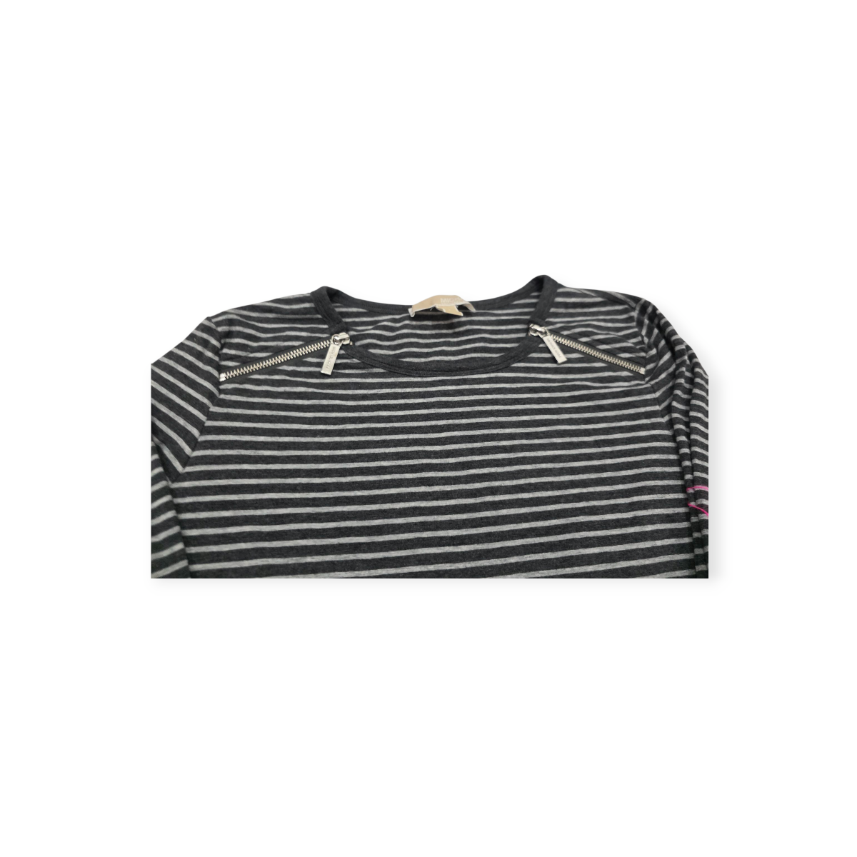 Playera Michael Kors Mediana M Gris Rayada Con Cierre