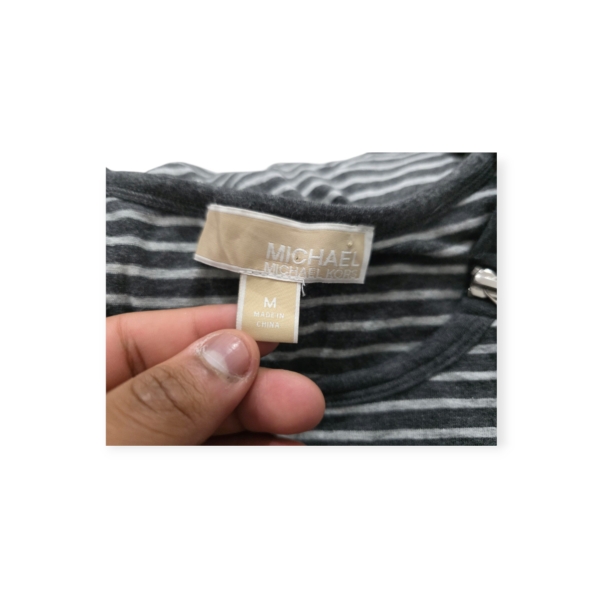 Playera Michael Kors Mediana M Gris Rayada Con Cierre
