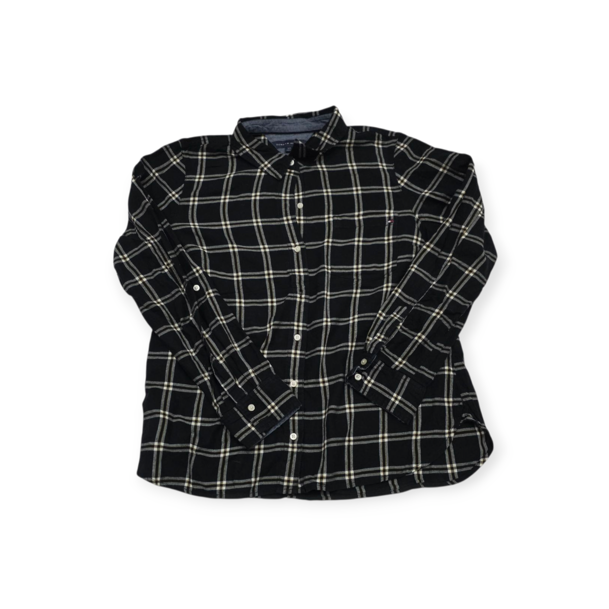 Camisa Tommy Hilfiger Grande L Negra Con Amarillo