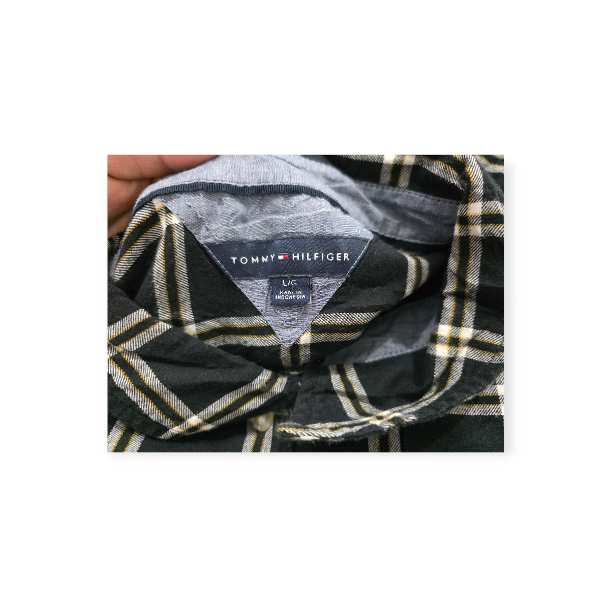 Camisa Tommy Hilfiger Grande L Negra Con Amarillo