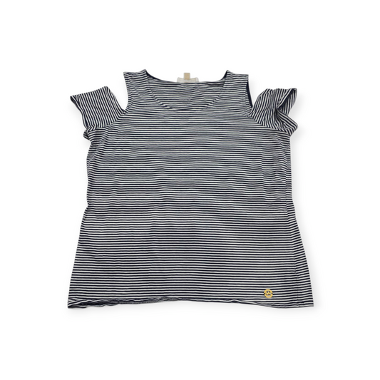 Blusa Michael Kors Xl Rayada Azul/blanco Hombro Descubierto