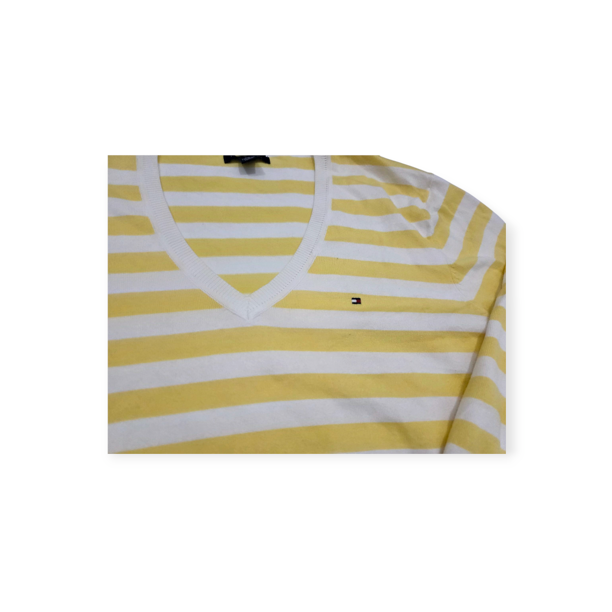 Sueter Tommy Hilfiger Amarillo Rayado Talla Xxl
