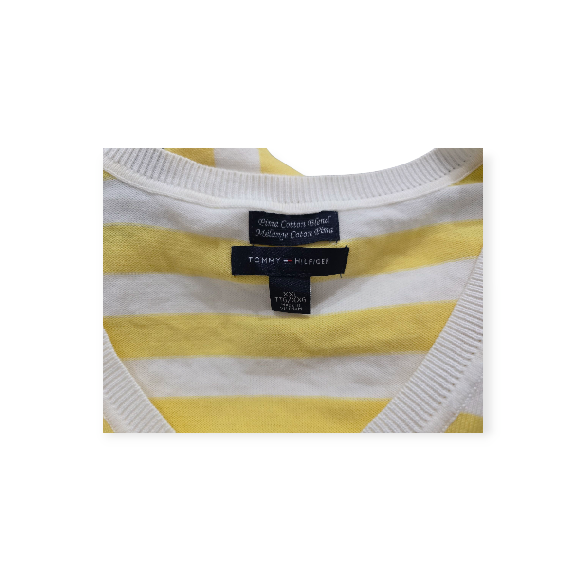 Sueter Tommy Hilfiger Amarillo Rayado Talla Xxl