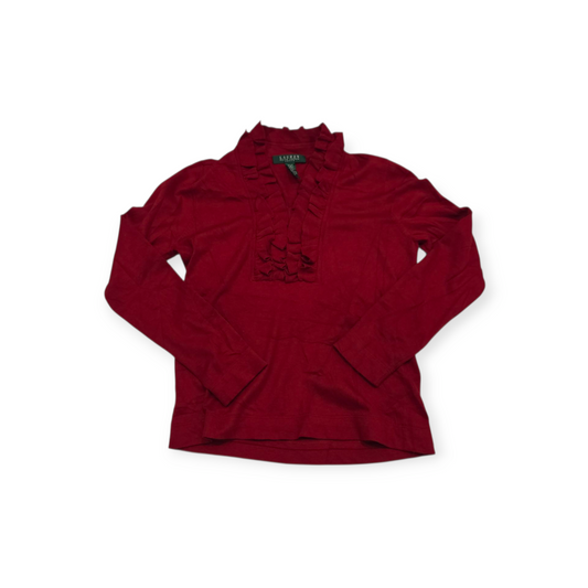 Blusa Ralph Lauren Roja Talla Chica Petite Con Olanes