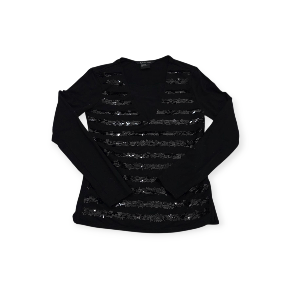 Playera Armani Exchange Chica S Negra Con Lentejuelas