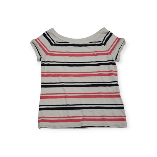 Playera Tommy Hilfiger Mediana M Rayada Blanca Rosa Y Negro
