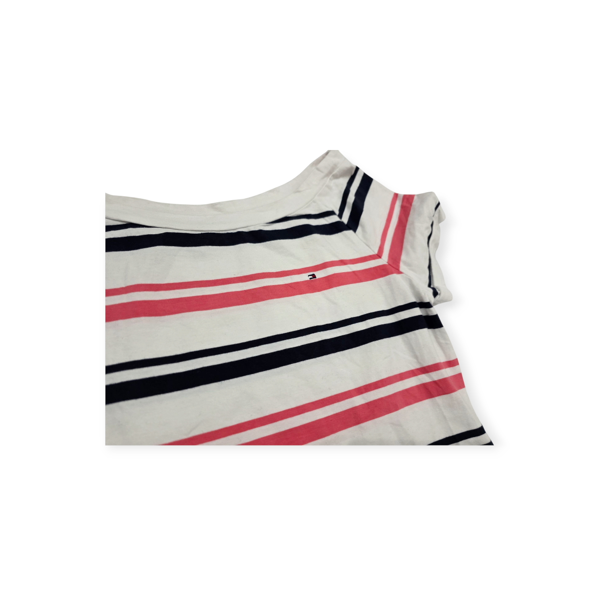 Playera Tommy Hilfiger Mediana M Rayada Blanca Rosa Y Negro