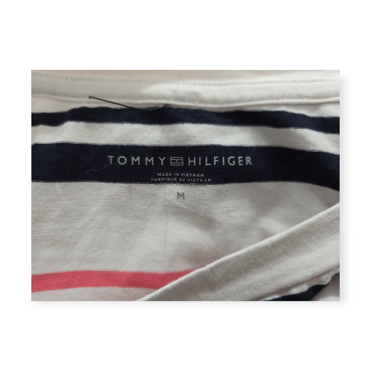 Playera Tommy Hilfiger Mediana M Rayada Blanca Rosa Y Negro